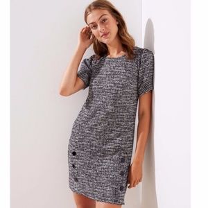 LOFT Petite Tweed Buttoned Shift Dress - Brand New